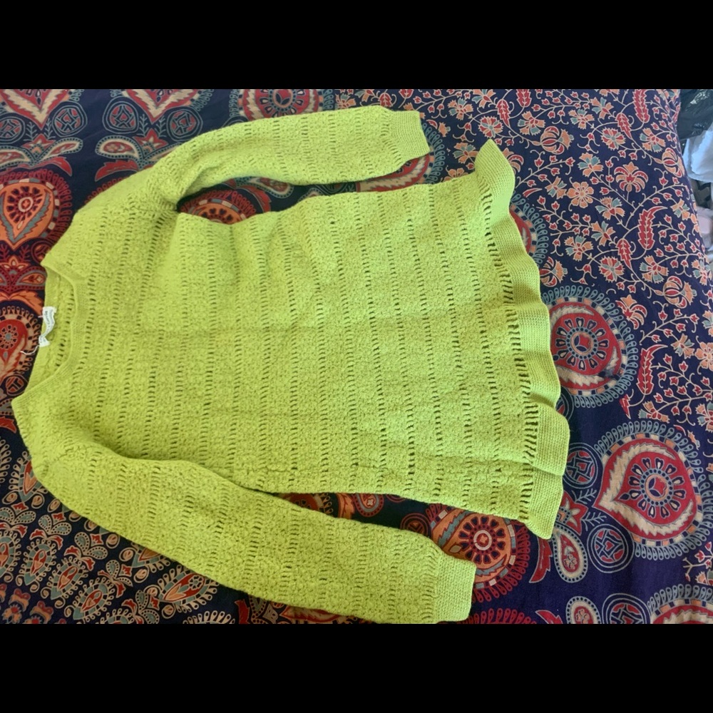 Y2K neon green knit sweater XS
